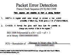 Packet Error Detection Frame Check Sequence (FCS) ISO 3309  